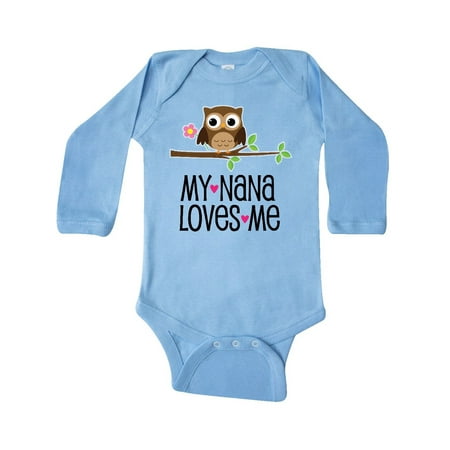 

Inktastic My Nana Loves Me Owl Gift Baby Girl Long Sleeve Bodysuit