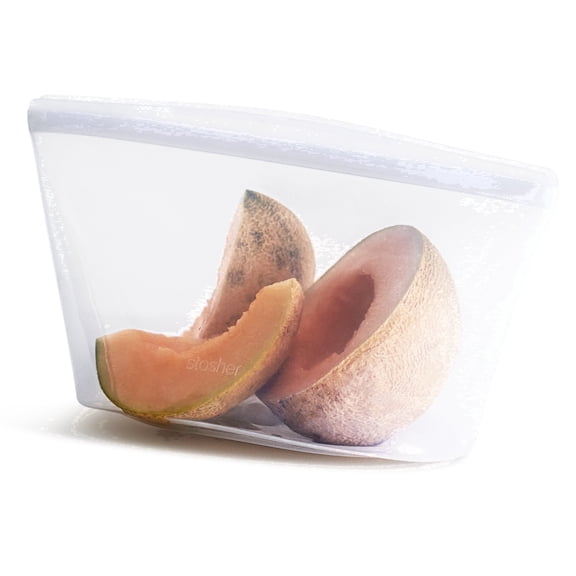 Stasher Premium Food-Safe Reusable Silicone Food Storage Container, Clear, 8-Cup Bowl