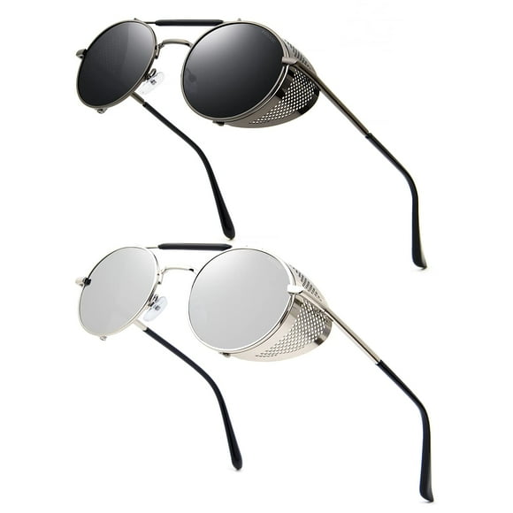 Gafas de sol RONSOU estilo steampunk vintage redondas UV400