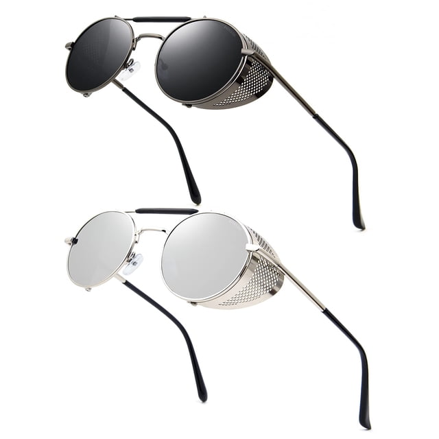 Gafas de sol RONSOU estilo steampunk vintage redondas UV400