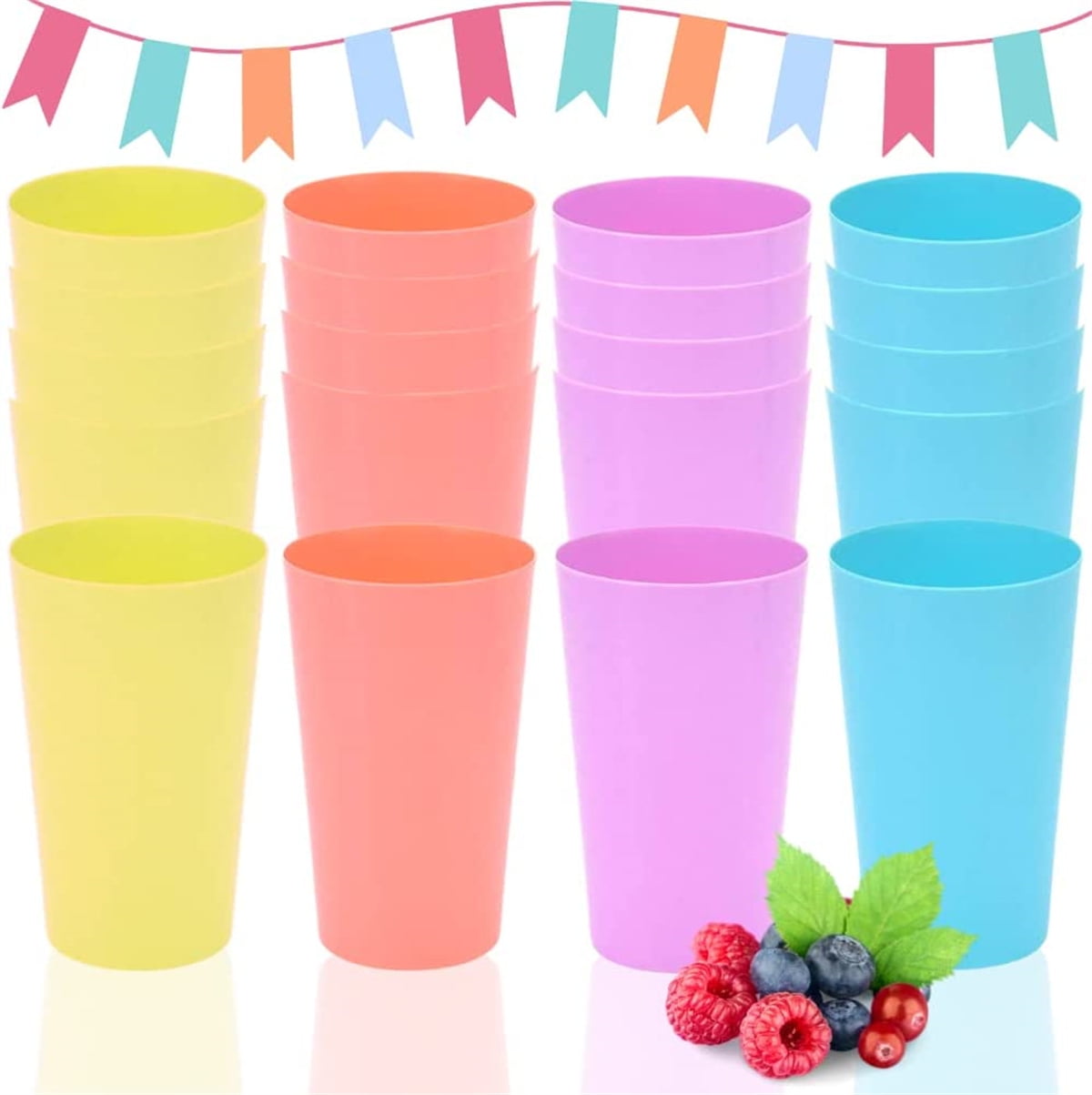 Casewin 12Pcs 730ml Reusable Plastic Cups 730ml Small Plastic Drinking