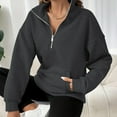 thumbnail image 6 of Black Womens Sweatshirt Half Zip Pullover Womens Oversized Hoodies Quarter Zip Sweatshirts 2025 Fall Outfits Winter Clothes with Pocket Fall Clothes for Women, 6 of 6