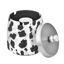 ALAZA Cigar Ashtray with Lid Cow Print Ash Tray for Cigarettes Smokeless Ashtrays