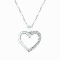 Cali Trove Diamond Heart Pendant Necklace 1/20 Ct Natural Diamonds 925 Sterling Silver Open Heart 18 Inch Chain Gift for Women