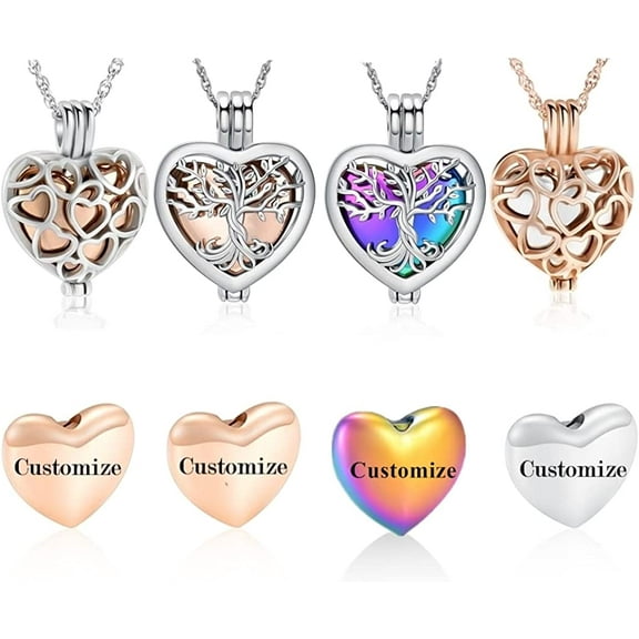 Cremation Urn Necklace for Ashes Tree of Life Locket Mini Keepsake Ashes Hollow Pendant Heart Cremation Keepsake Memorial Ash Jewelry for Women