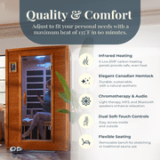 Dynamic Saunas Andora 2-Person Low EMF FAR Infrared Sauna, Canadian Hemlock