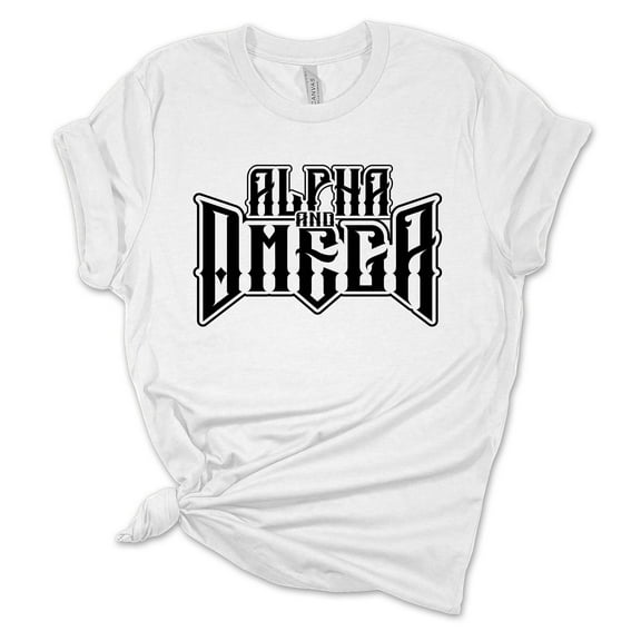 Womens Christian Tshirt Alpha and Omega Jesus Christian Short Sleeve T-shirt Graphic Tee-White-large