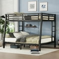thumbnail image 3 of Bellemave Full XL Over Queen Size Bunk Bed Frame Heavy-Duty Metal Bunk Bed Frame with 2 Ladders and Guardrails Space-saving Queen Bunk Beds for Adults, Teens,  Black, 3 of 10