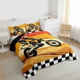thumbnail image 3 of jejeloiu Motorcycle Motor Biker Twin Comforter Sets,Orange Beige Black Bedding Set For Boys Kids Reversible 2-Piece, 3 of 8