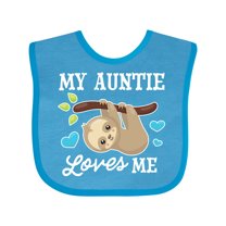 Inktastic My Auntie Loves Me with Sloth and Hearts Boys or Girls Baby Bib