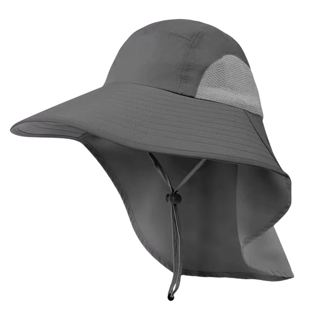 Sombrero de pesca al aire libre con malla de protección del cuello para caminar gris claro gris claro