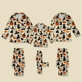 thumbnail image 2 of UJNDER Matching Family Halloween Print Pajama Long Sleeve Silk Like Sleepwear for Kids Comfortable Loungewear Party Outfit Kids Beige_001 7-8 Years, 2 of 7