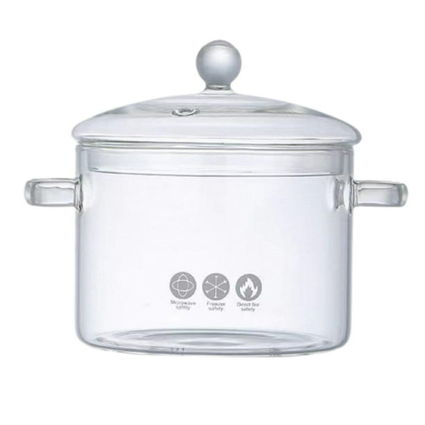 Olla de vidrio con tapa, utensilios de cocina, cacerola para , juego de ollas de vidrio resistente al calor, olla para cocinar fideos claro 1400ml