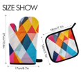 thumbnail image 2 of Yayeee Oven Mitts and Pot Holder Set of 4 Heat Resistant Kitchen Gloves Baking Hot Pad, Colorful Triangles, 2 of 5
