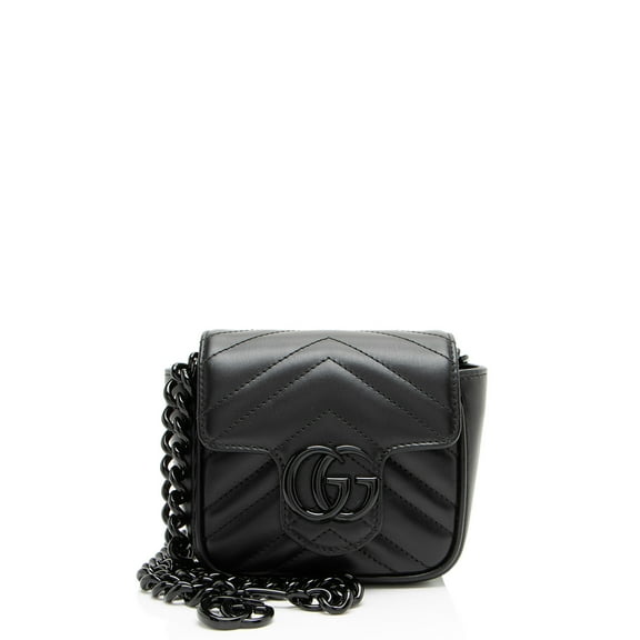 Pre-Owned Gucci Matelasse Leather GG Marmont Monochrome Square Chain Belt Bag