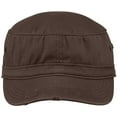 thumbnail image 2 of Mafoose Military Style Distressed Enzyme Washed Cotton Twill Caps in 4 Colors Chocolate Brown, 2 of 3