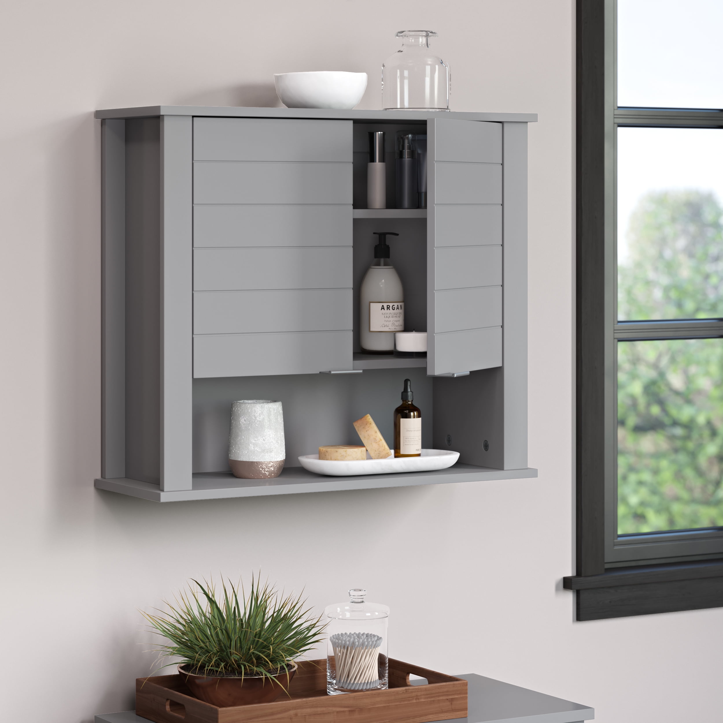 Details about   RiverRidge Home Madison Two-Door Wall Cabinet Gray 