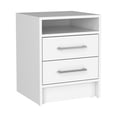 thumbnail image 6 of Canddidliike Nightstand with 2 Drawers, Open Wood Shelf Side Table for Bedroom/Living, White, 6 of 7