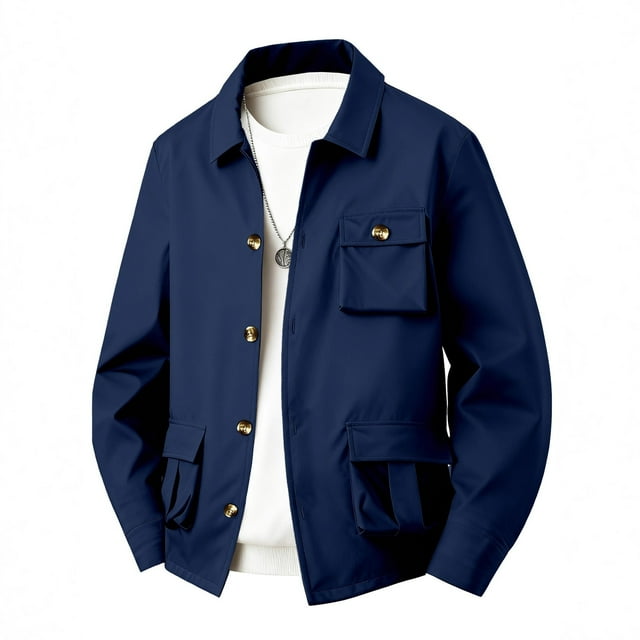 TINZ Veste de Sport Décontractée Automne et Hiver pour Hommes avec Poches, Col à Revers, Manches Longues, 3TG, Veste Matelassée, Micros