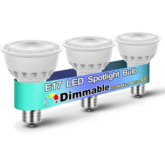 TRAHOO-Dimmable E17 Intermediate Base Type R14 Reflector 6W (60 Watt Equivalent), Warm White 2700K, 600 Lumen, E17 LED Bulb for Cabinet Lighting, Spotlight, Reading Lamp, Desk Lamp, 3 Pack