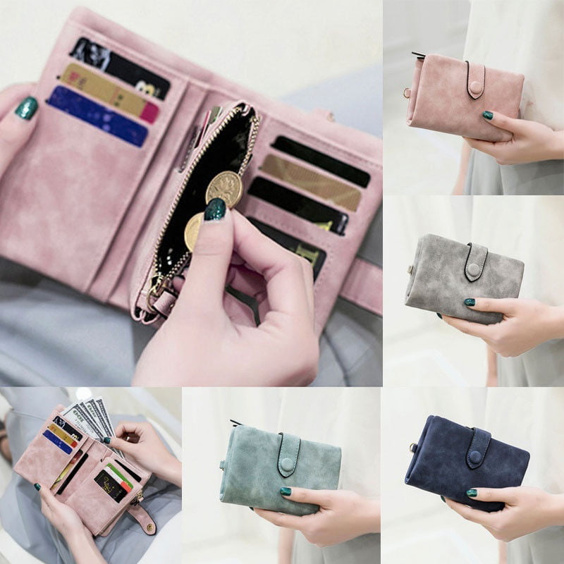 Fashion Femme en cuir deux volets Wallet Zipper Clutch Card Holder Purse Lady Handbag 