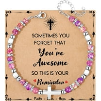 Christian Gifts for Women Cross Bracelet Faith Easter Catholic Religious Christian Jewelry, Meaningful Baptism Communion Natural Beads Bracelets