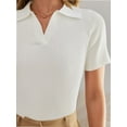 thumbnail image 6 of Womens V Neck T Shirts Short Sleeve Slim Fit POLO Tops Solid Color Trendy Summer Basic Tee T-Shirts, 6 of 6