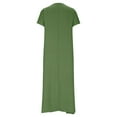 thumbnail image 5 of CHGBMOK Women Dress V Neck Short Sleeve Long Dress Solid Loose Casual Shift Dress, 5 of 9