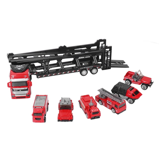 Camion de Pompier, Stimule l'Imagination, 32cm, Multiples Espaces de Stationnement, Jouets de Construction, Voitures à Collectionner