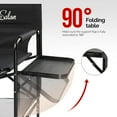thumbnail image 5 of OmySalon Tall Folding Directors Chair with Side Table Storage Bag, Aluminum Frame 300 lbs Capacity, Portable Makeup Artist Bar Height, 19.7" D x 24.6" W x 45.7" H(Black), 5 of 7