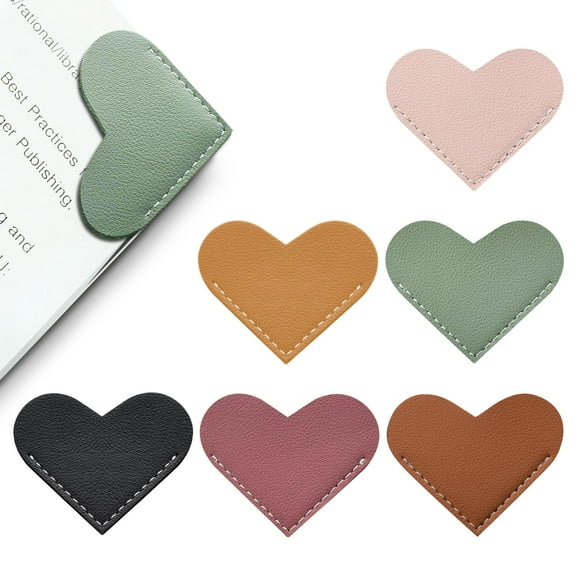 Marcador Winjeto Leather Heart, 6 piezas, para lectura de libros
