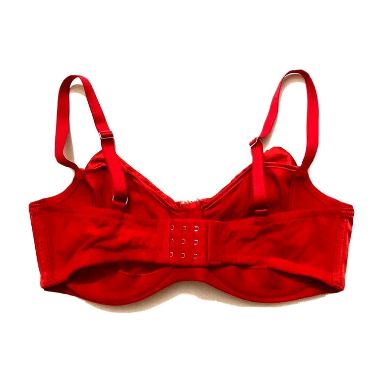 Victoria's Secret Lipstick Red Dream Angels Wicked Unlined Sheer Mesh & Bow  Balconette Bra Size 34B NWT
