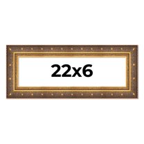 22x6 Frame Vintage Gold Solid Wood Picture Frame | 2.5 Inch Moulding Width | Ornate Bronze Museo