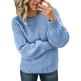 thumbnail image 2 of Harpily Sweaters for Women Crew Neck Long Sleeve Shirts 3D Textured Cable Knit Lightweight Soft Womens Knitted Pullover for Fall Outfits, 2 of 4