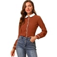 thumbnail image 1 of INSPIRE CHIC Women's Button Down Shirt Long Sleeve Work Peter Pan Collar Blouse Top, 1 of 6