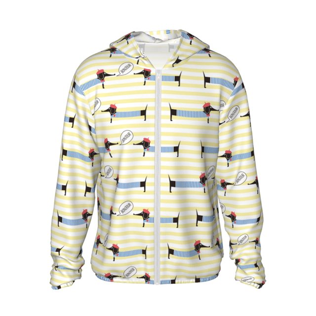 Fotbe Dachshund Dog Puppy Chaqueta con Protección Solar UPF 50+ para Hombre y Mujer, Camisa con Capucha y Bolsillos-X-Large