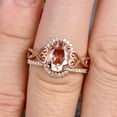 thumbnail image 2 of Art Deco 1.50 Carat Oval Cut Morganite Engagement Ring Wedding Set On 10k Rose Gold Shining Startling Ring Anniversary Gift, 2 of 5