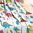 thumbnail image 3 of White Cartoon Dinosaurs Volcanoes Pattern Blanket,Comfortable Soft Flannel Throw Blanket,All Season,Warm Lightweight Blankets for Sofa Bed Couch Living Room Chair,30"x40", 3 of 4
