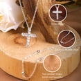 thumbnail image 6 of Lancharmed Silver Plated Cross Necklace for Men Double Zirconia Cross Mens Gifts, 6 of 7
