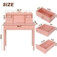thumbnail image 5 of ADORNEVE Writing Desk with USB Port, Home Office Desk with Drawers and Hutch, 36.2" Study Table for Student/Adults, Computer Work Station with Storage Shelf, 7 Drawers, Pink 36.2*19inch Pink With Usb Ports, 5 of 8