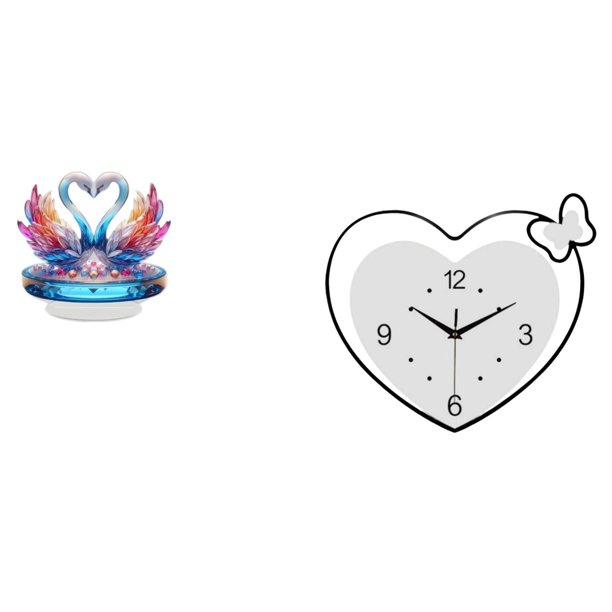 Estatua de escultura de cisne,Escultura de cisne para decoración del hogar Adorno de San Valentín,Reloj de pared,Reloj de pared acrílico para oficina en casa,sin tictac,Relojes de pared
