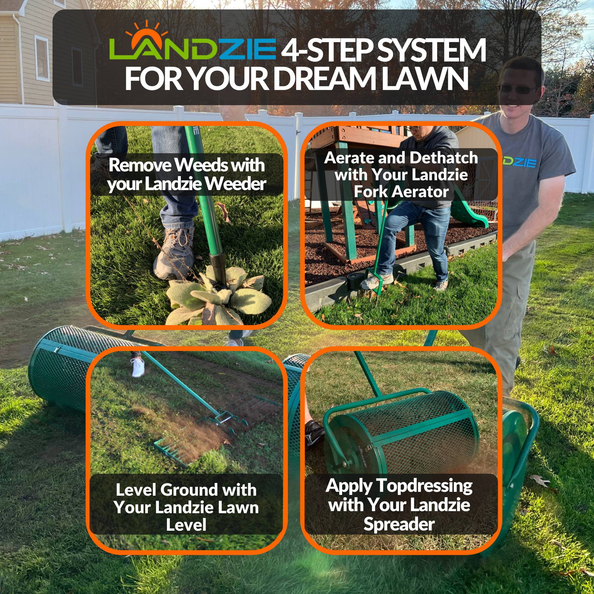 Landzie Spot Seeder Lawn Aerator Tool and Grass Patch Repair Tool - Spike Seeding Tool and Slit Seeder Aerator Lawn Tool for Lawn Repair & Dog Spots Heavy-Duty Spot Aerator