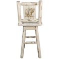 thumbnail image 3 of Montana Collection Barstool w/ Back & Swivel w/ Laser Engraved Bear Design, Clear Lacquer Finish, 3 of 8