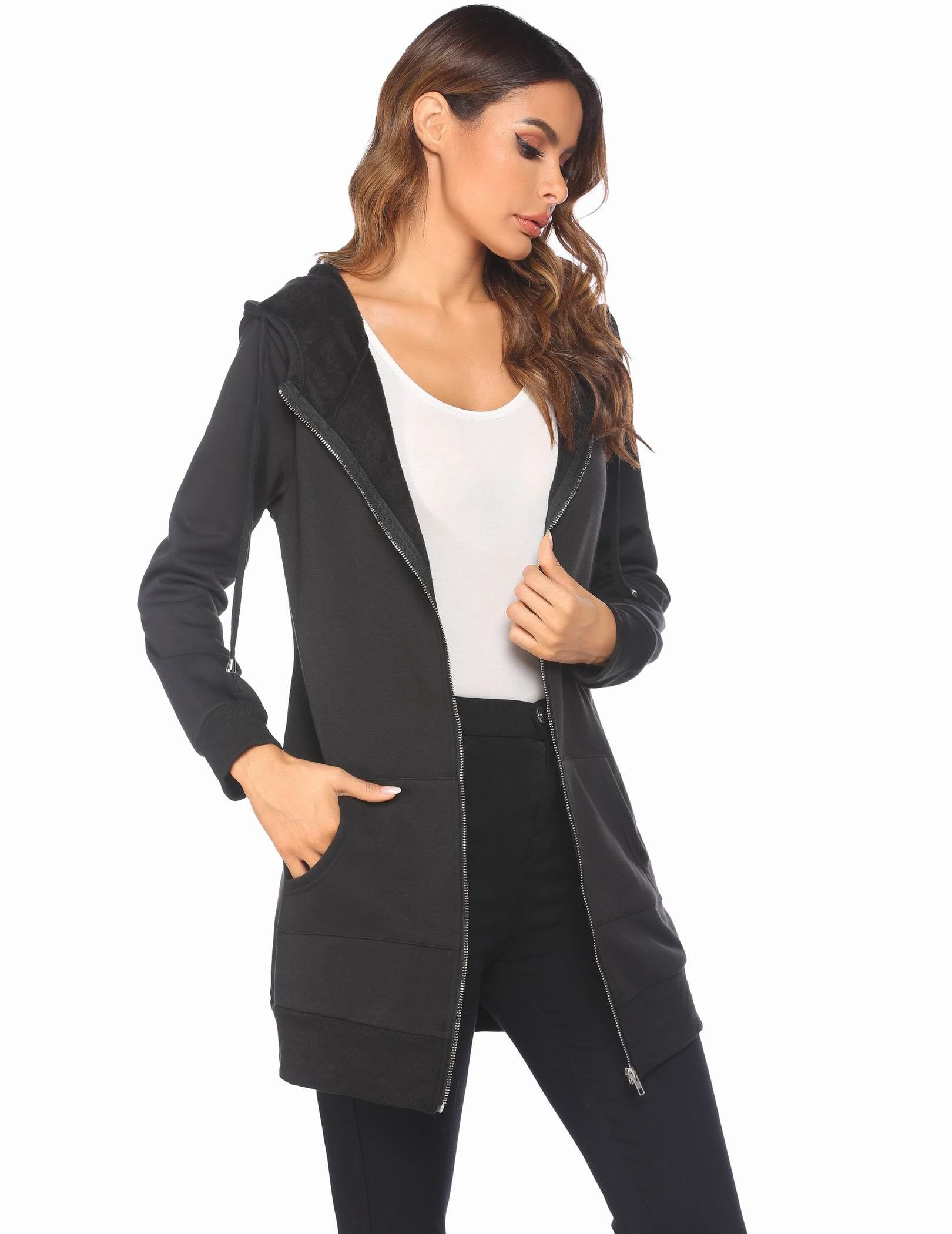 Zeagoo Women's Zip Up Hoodies Long Sleeve Fall Fleece Jacket Casual Oversized Tunic Hooded Sweatshirt With Pockets Winter Coats