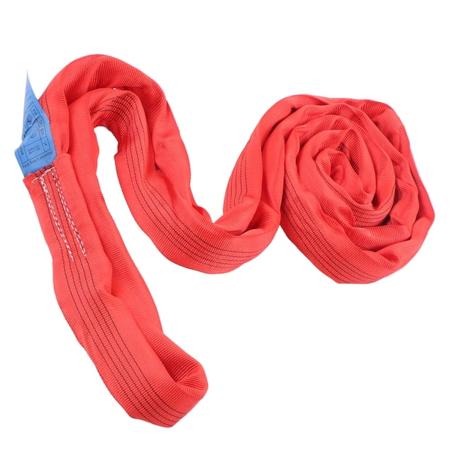 Correa de elevación de aparejo de 5T y 2M, flexible, reforzada, con hebilla de doble ojo, de poliéster, cuerda de elevación para grúa, color rojo