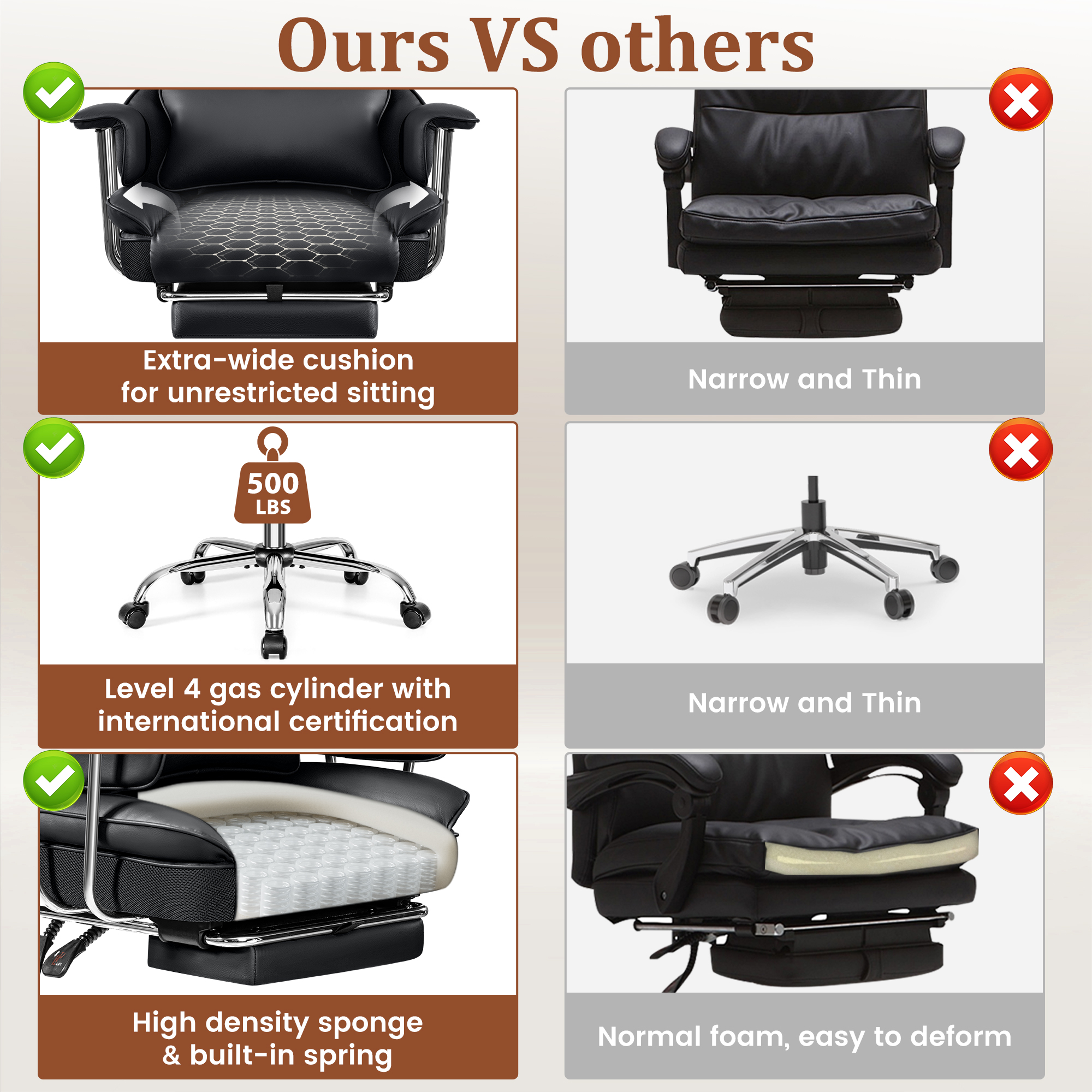 Coolhut Big and Tall Office Chair 500 lbs, Black photo 7