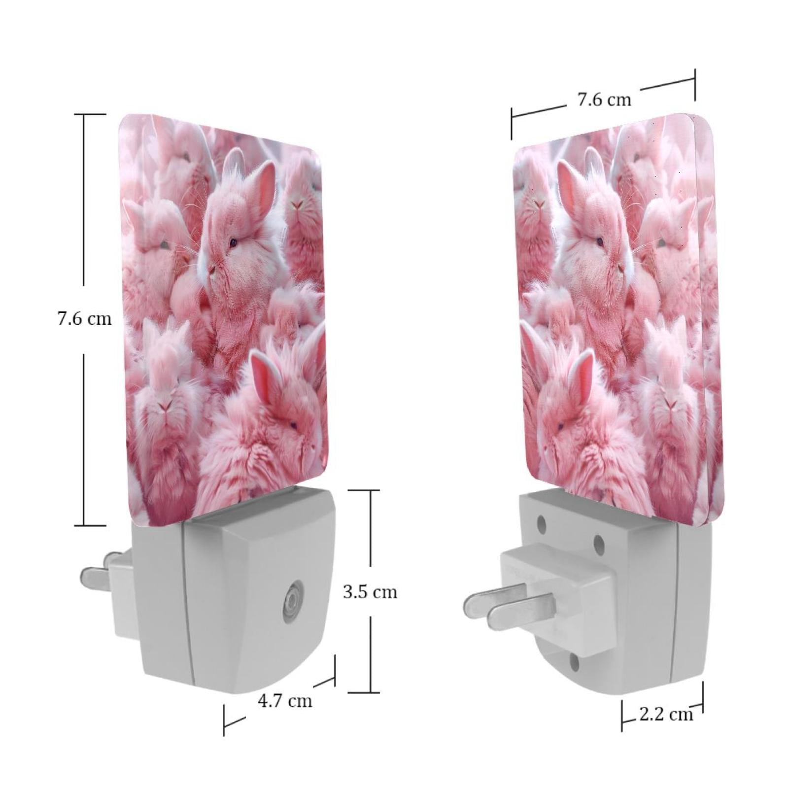 PhooArto Pink Bunny Rabbit Plug in LED Night Light Auto Sensor Dusk to Dawn Decorative Night for Bedroom, Bathroom, Kitchen, Hallway, Stairs, Baby's Room, Energy Saving