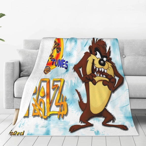 Looney Tune Tazmania-3 (1) Soft and Comfortable Warm Fleece Throw Blanket Yoga Blankets Decoration Gift for Decorate Room Dormitory Sofa Bed Camping Travel All Season