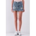 thumbnail image 2 of Medium Blue Washed Denim Ripped High Waist Raw Hem Detail Mini Skirt S, 2 of 4