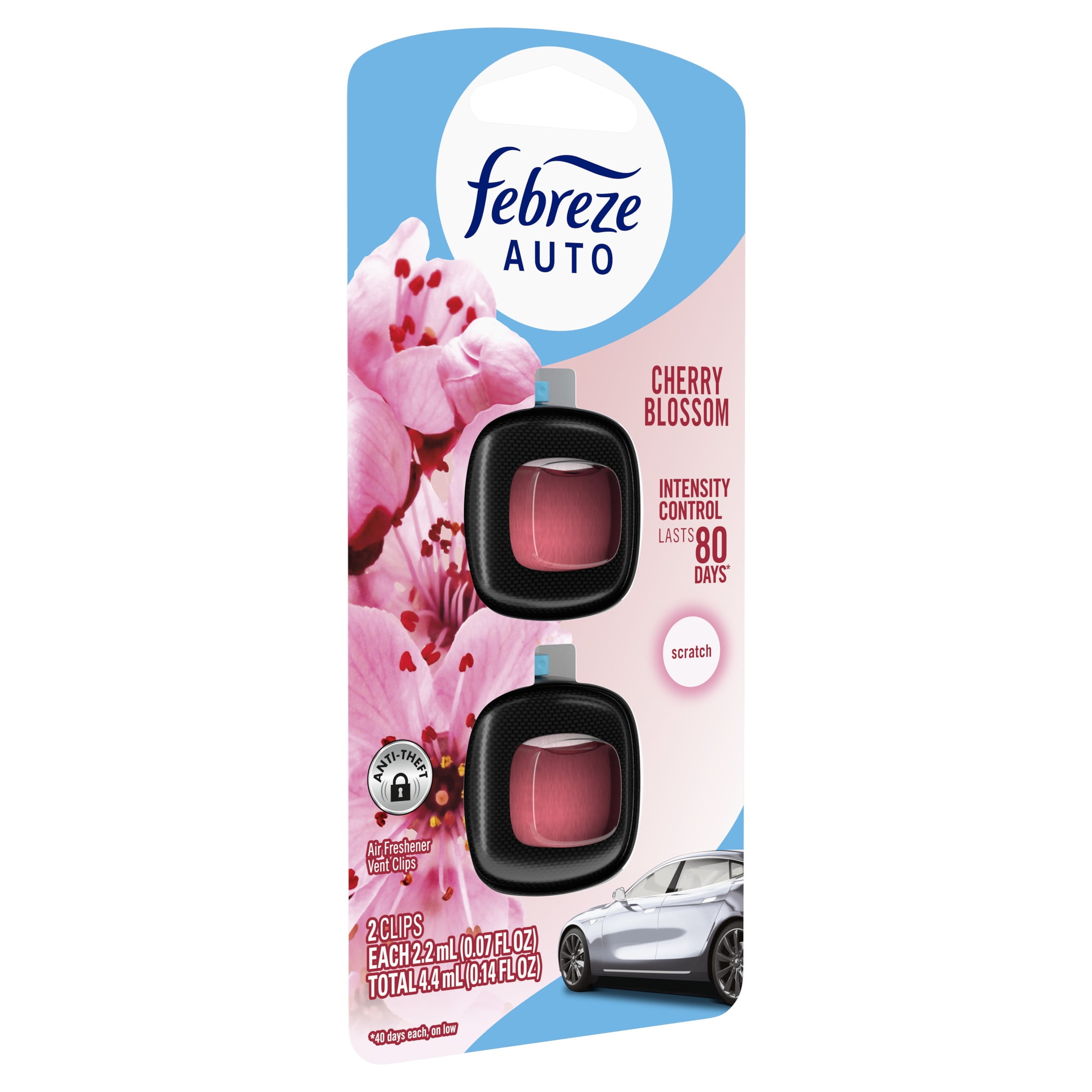 Febreze, Car Air Freshener Vent Clip, Cherry Blossom Scent, 2 Pack
